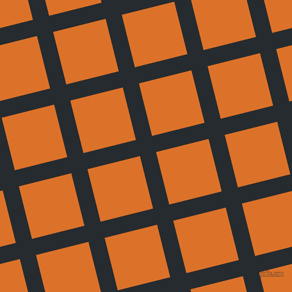 14/104 degree angle diagonal checkered chequered lines, 24 pixel lines width, 78 pixel square size, Blue Charcoal and Tahiti Gold plaid checkered seamless tileable