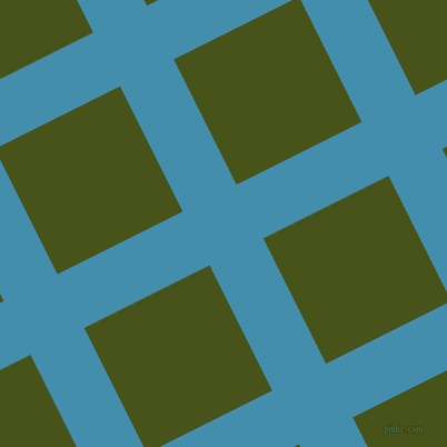27/117 degree angle diagonal checkered chequered lines, 54 pixel lines width, 126 pixel square size, Boston Blue and Verdun Green plaid checkered seamless tileable