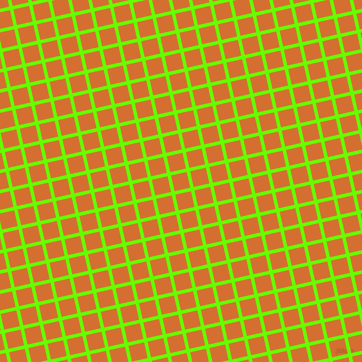 13/103 degree angle diagonal checkered chequered lines, 7 pixel lines width, 32 pixel square size, Bright Green and Tango plaid checkered seamless tileable