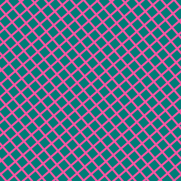 41/131 degree angle diagonal checkered chequered lines, 7 pixel line width, 27 pixel square size, Brilliant Rose and Surfie Green plaid checkered seamless tileable