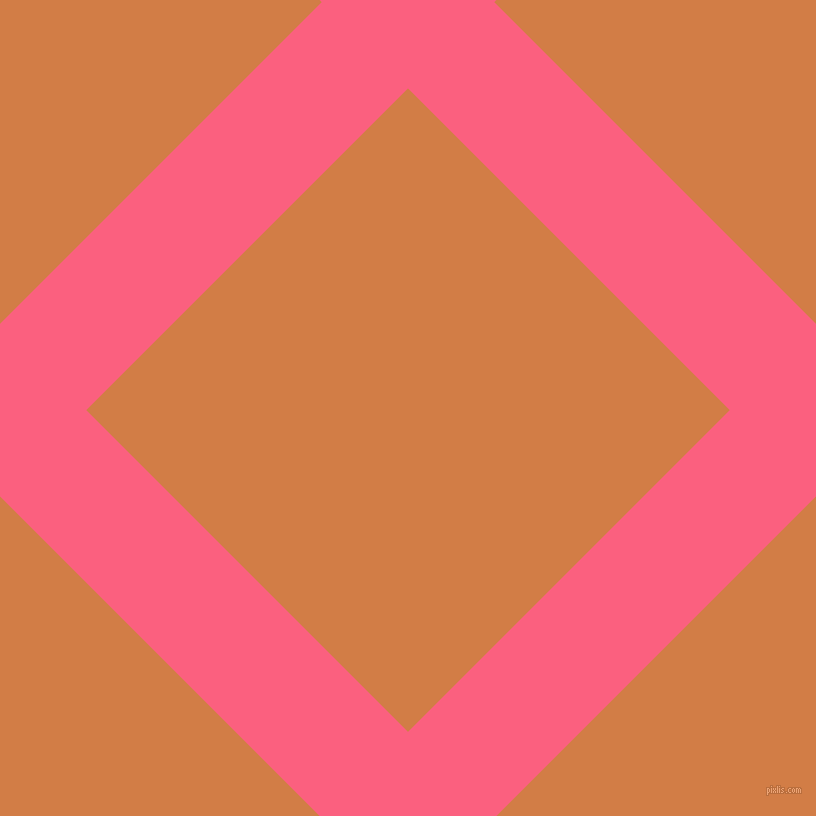 45/135 degree angle diagonal checkered chequered lines, 122 pixel lines width, 455 pixel square size, Brink Pink and Raw Sienna plaid checkered seamless tileable