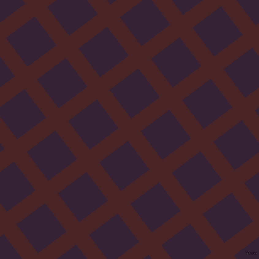 37/127 degree angle diagonal checkered chequered lines, 52 pixel line width, 117 pixel square size, Bulgarian Rose and Mardi Gras plaid checkered seamless tileable