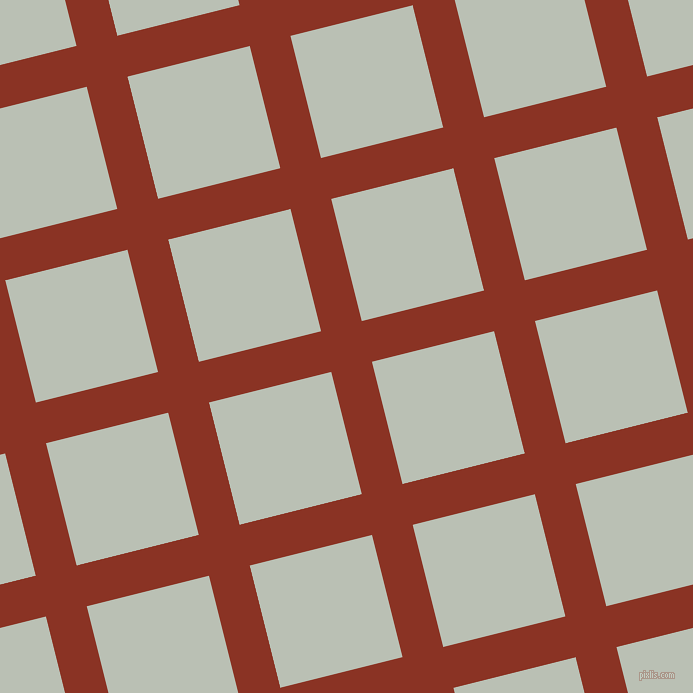 14/104 degree angle diagonal checkered chequered lines, 42 pixel line width, 126 pixel square size, Burnt Umber and Pumice plaid checkered seamless tileable
