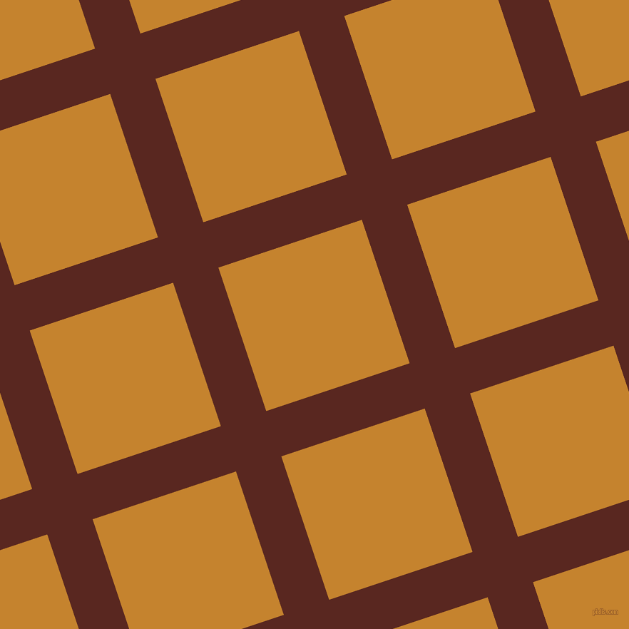 18/108 degree angle diagonal checkered chequered lines, 67 pixel lines width, 212 pixel square size, Caput Mortuum and Geebung plaid checkered seamless tileable