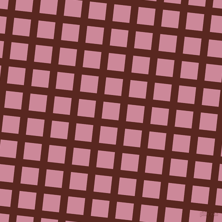 84/174 degree angle diagonal checkered chequered lines, 15 pixel lines width, 34 pixel square size, Caput Mortuum and Puce plaid checkered seamless tileable
