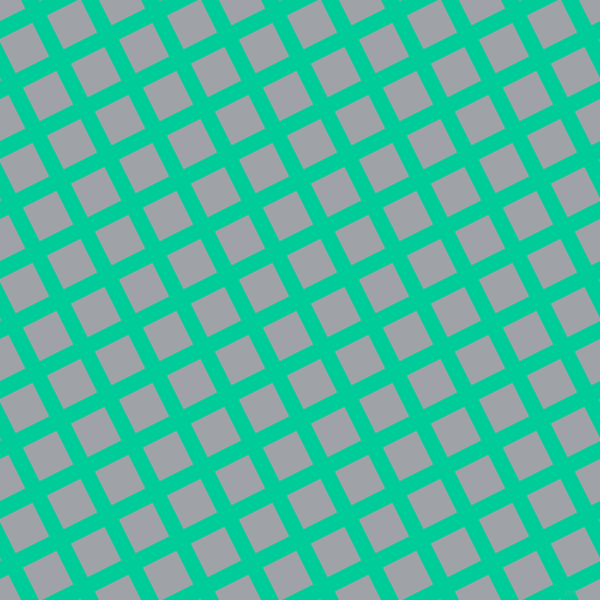27/117 degree angle diagonal checkered chequered lines, 23 pixel line width, 54 pixel square size, Caribbean Green and Grey Chateau plaid checkered seamless tileable