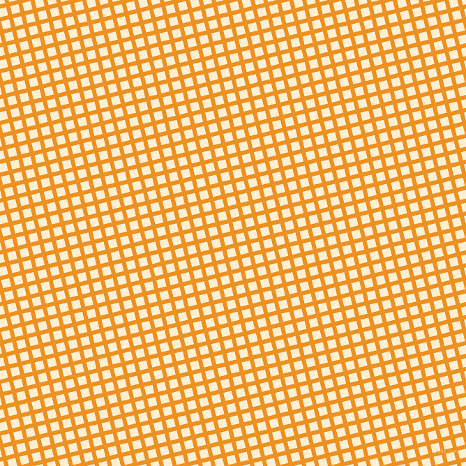 14/104 degree angle diagonal checkered chequered lines, 6 pixel line width, 12 pixel square size, Carrot Orange and Varden plaid checkered seamless tileable