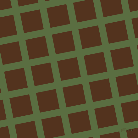 11/101 degree angle diagonal checkered chequered lines, 22 pixel lines width, 64 pixel square size, Chalet Green and Brown Bramble plaid checkered seamless tileable