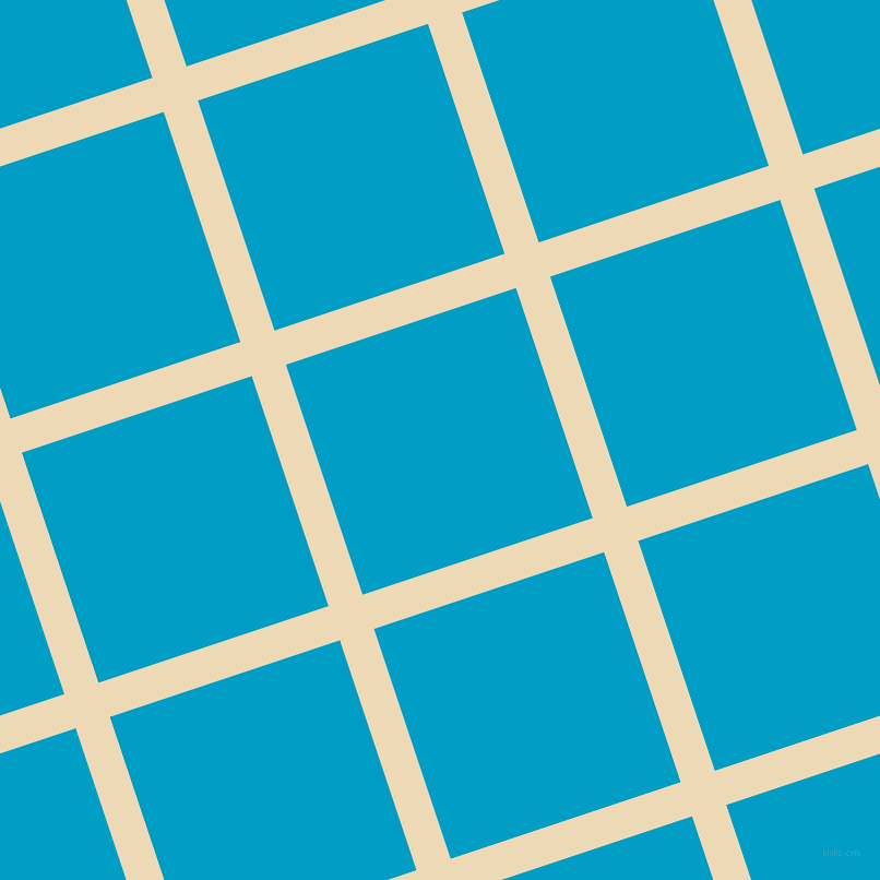 18/108 degree angle diagonal checkered chequered lines, 33 pixel line width, 222 pixel square size, Champagne and Pacific Blue plaid checkered seamless tileable