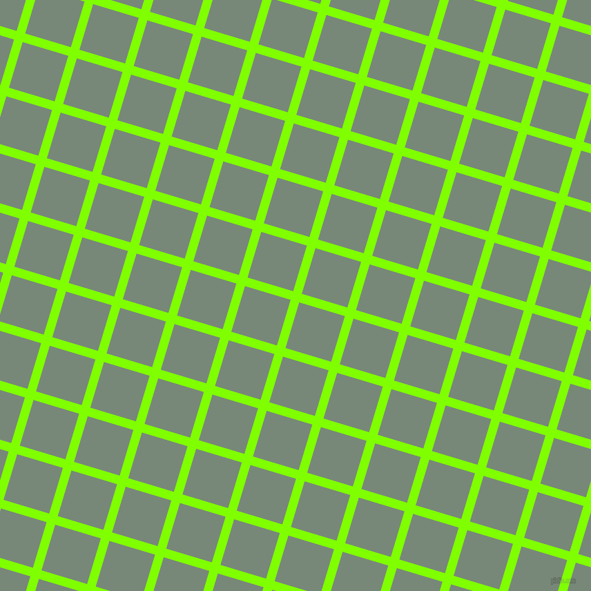 73/163 degree angle diagonal checkered chequered lines, 13 pixel line width, 69 pixel square size, Chartreuse and Davy
