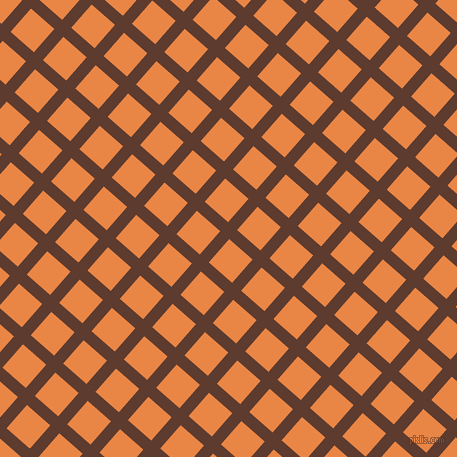 49/139 degree angle diagonal checkered chequered lines, 12 pixel line width, 31 pixel square size, Cioccolato and Flamenco plaid checkered seamless tileable