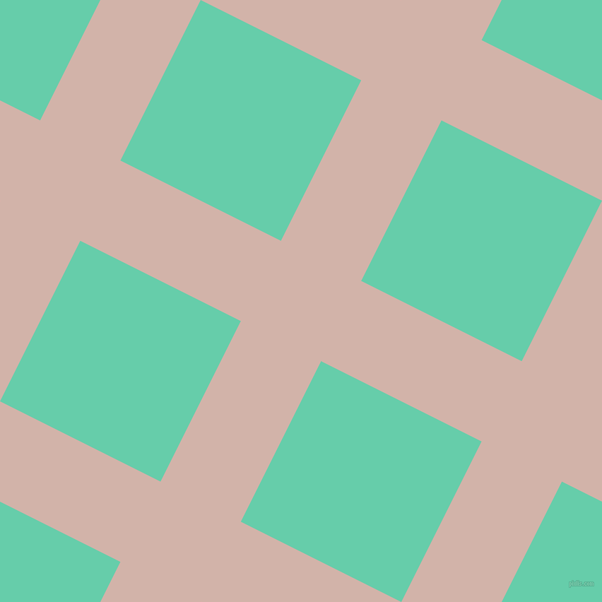 63/153 degree angle diagonal checkered chequered lines, 127 pixel line width, 254 pixel square size, Clam Shell and Medium Aquamarine plaid checkered seamless tileable