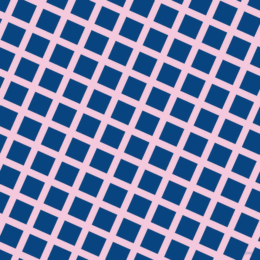 66/156 degree angle diagonal checkered chequered lines, 23 pixel lines width, 64 pixel square size, Classic Rose and Dark Cerulean plaid checkered seamless tileable