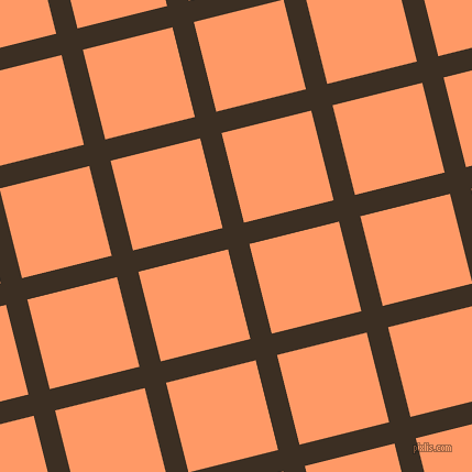 14/104 degree angle diagonal checkered chequered lines, 20 pixel line width, 84 pixel square size, Cola and Atomic Tangerine plaid checkered seamless tileable