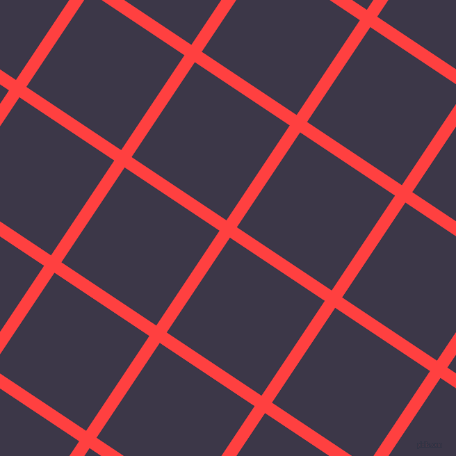 56/146 degree angle diagonal checkered chequered lines, 18 pixel lines width, 164 pixel square size, Coral Red and Martinique plaid checkered seamless tileable
