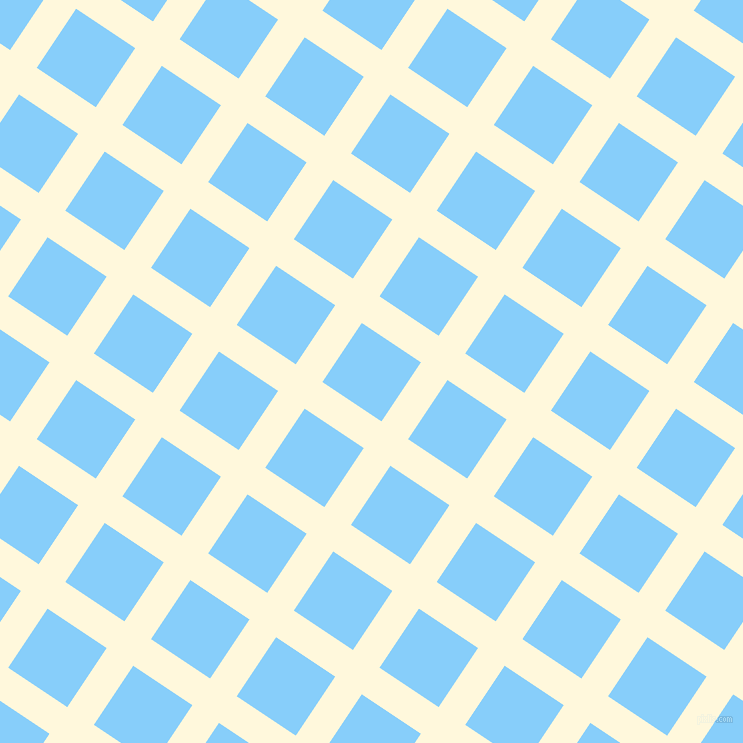 56/146 degree angle diagonal checkered chequered lines, 32 pixel line width, 71 pixel square size, Corn Silk and Light Sky Blue plaid checkered seamless tileable