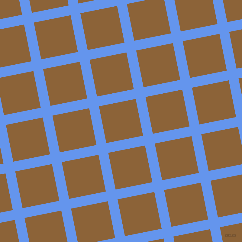 11/101 degree angle diagonal checkered chequered lines, 33 pixel line width, 124 pixel square size, Cornflower Blue and McKenzie plaid checkered seamless tileable