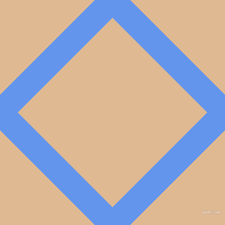 45/135 degree angle diagonal checkered chequered lines, 49 pixel line width, 262 pixel square size, Cornflower Blue and Pancho plaid checkered seamless tileable