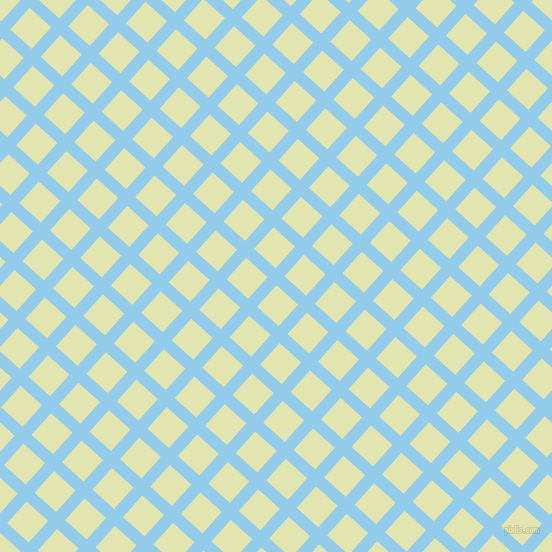 48/138 degree angle diagonal checkered chequered lines, 12 pixel line width, 29 pixel square size, Cornflower and Tusk plaid checkered seamless tileable