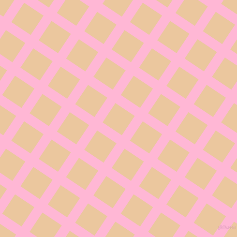 56/146 degree angle diagonal checkered chequered lines, 20 pixel line width, 48 pixel square size, Cotton Candy and New Tan plaid checkered seamless tileable