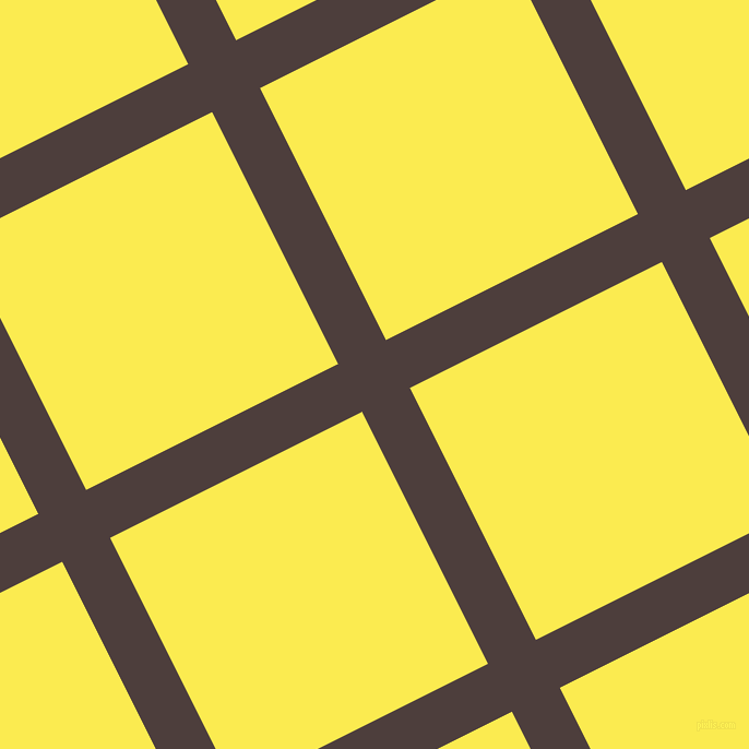 27/117 degree angle diagonal checkered chequered lines, 49 pixel line width, 258 pixel square size, Crater Brown and Paris Daisy plaid checkered seamless tileable