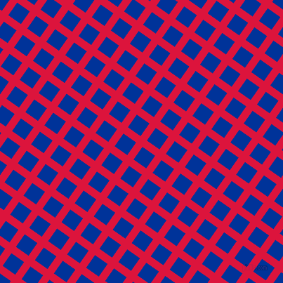 55/145 degree angle diagonal checkered chequered lines, 11 pixel line width, 22 pixel square size, Crimson and Smalt plaid checkered seamless tileable