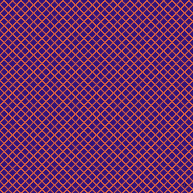45/135 degree angle diagonal checkered chequered lines, 4 pixel line width, 15 pixel square size, Dark Coral and Persian Indigo plaid checkered seamless tileable