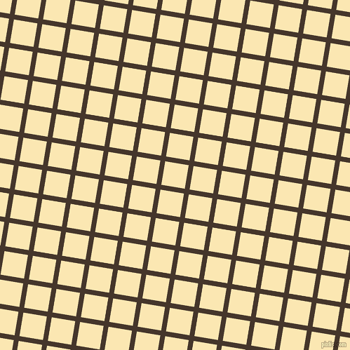 81/171 degree angle diagonal checkered chequered lines, 7 pixel line width, 34 pixel square size, Dark Rum and Banana Mania plaid checkered seamless tileable