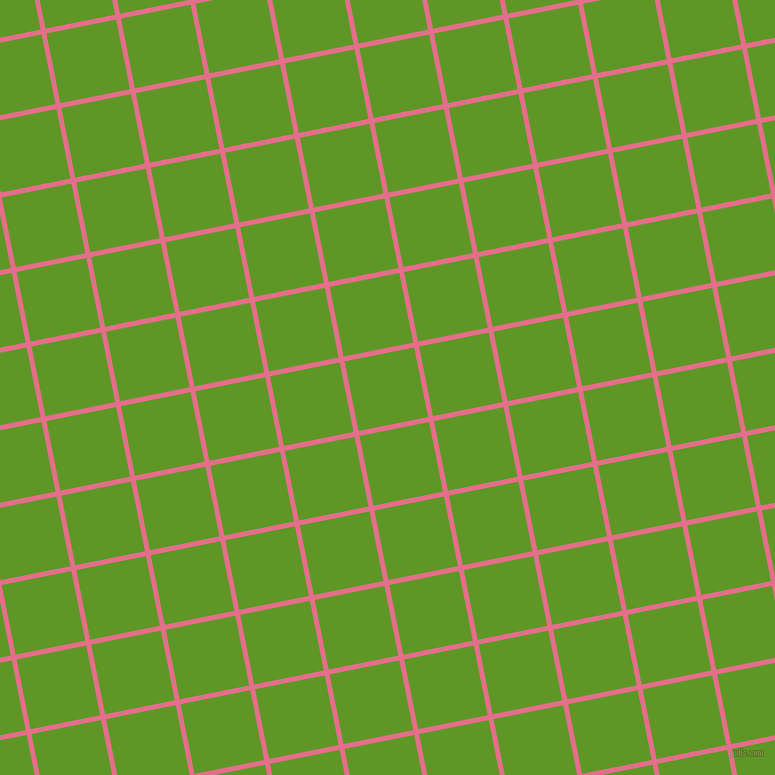 11/101 degree angle diagonal checkered chequered lines, 5 pixel lines width, 71 pixel square size, Deep Blush and Limeade plaid checkered seamless tileable