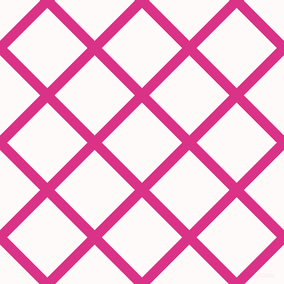 45/135 degree angle diagonal checkered chequered lines, 20 pixel line width, 112 pixel square size, Deep Cerise and Snow plaid checkered seamless tileable