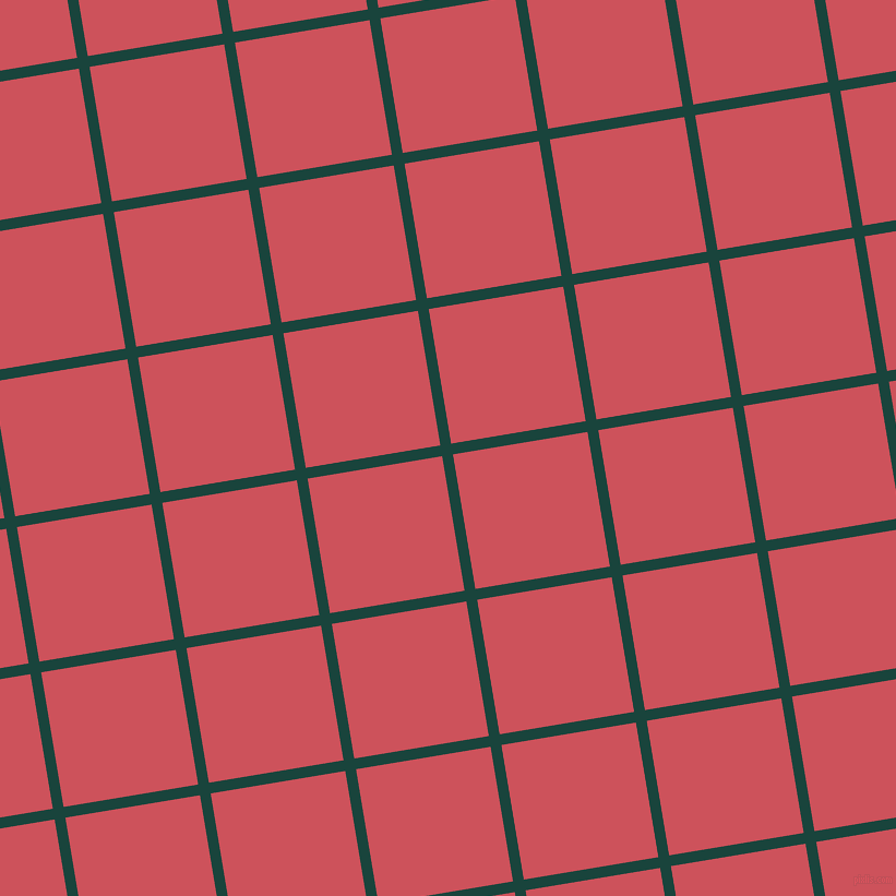 9/99 degree angle diagonal checkered chequered lines, 10 pixel line width, 125 pixel square size, Deep Teal and Mandy plaid checkered seamless tileable
