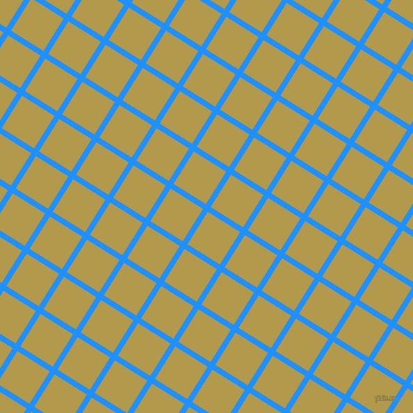 58/148 degree angle diagonal checkered chequered lines, 8 pixel line width, 55 pixel square size, Dodger Blue and Husk plaid checkered seamless tileable