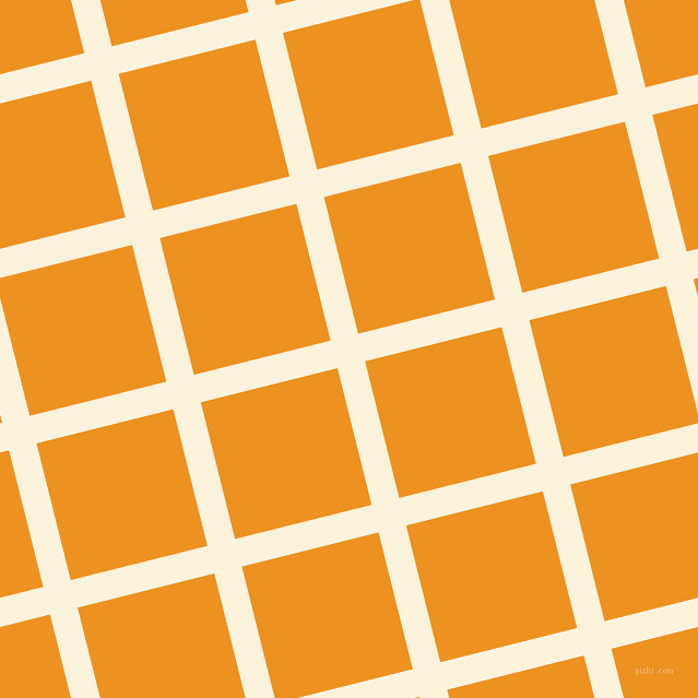 14/104 degree angle diagonal checkered chequered lines, 26 pixel lines width, 129 pixel square size, Early Dawn and Carrot Orange plaid checkered seamless tileable