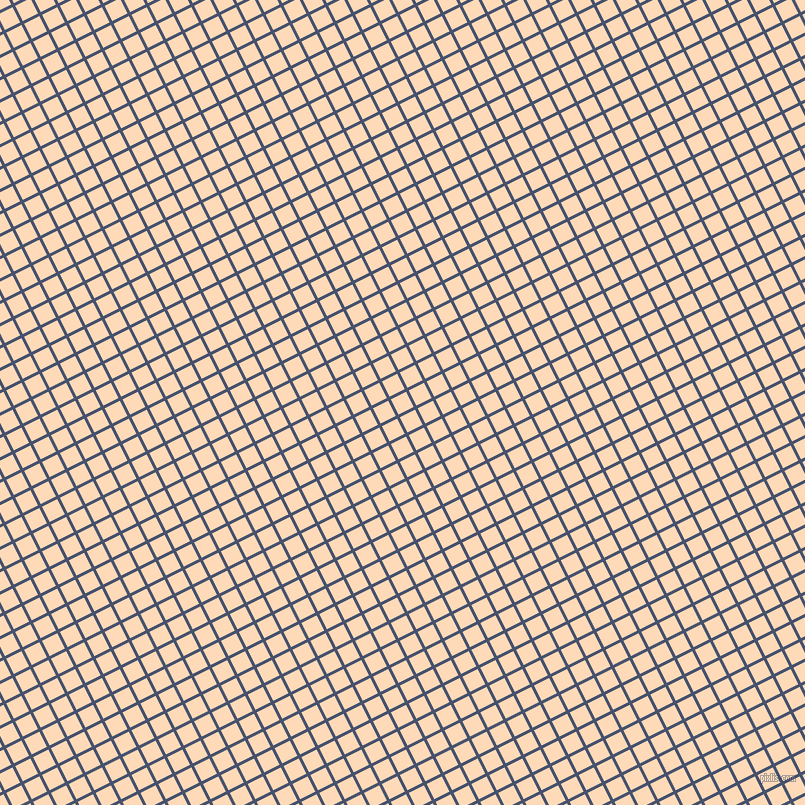 27/117 degree angle diagonal checkered chequered lines, 3 pixel line width, 17 pixel square size, East Bay and Peach Puff plaid checkered seamless tileable