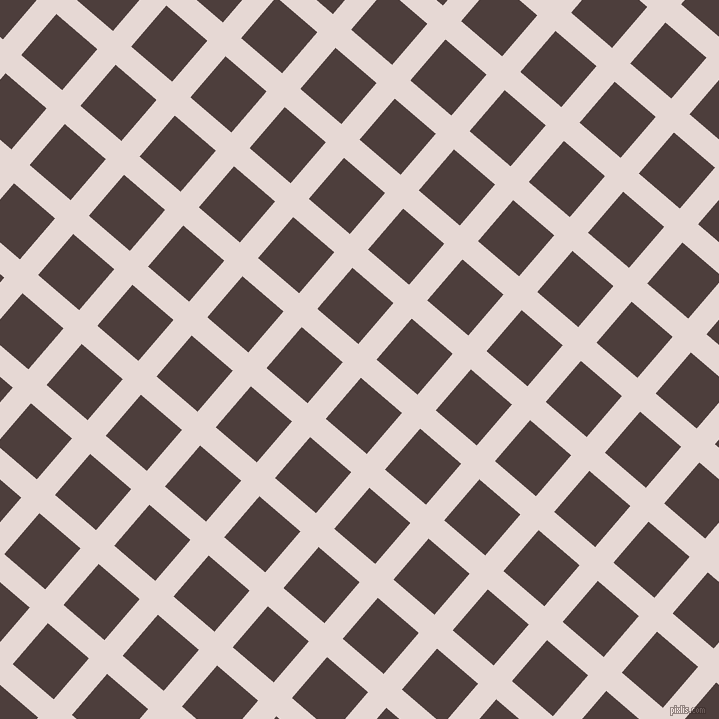 49/139 degree angle diagonal checkered chequered lines, 24 pixel lines width, 54 pixel square size, Ebb and Crater Brown plaid checkered seamless tileable