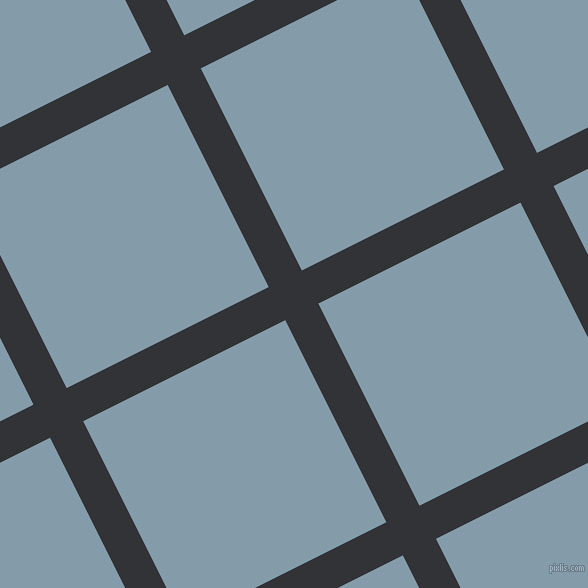 27/117 degree angle diagonal checkered chequered lines, 37 pixel lines width, 226 pixel square size, Ebony and Bali Hai plaid checkered seamless tileable
