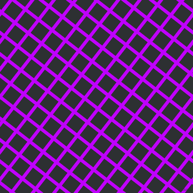52/142 degree angle diagonal checkered chequered lines, 11 pixel line width, 44 pixel square size, Electric Purple and Cod Grey plaid checkered seamless tileable
