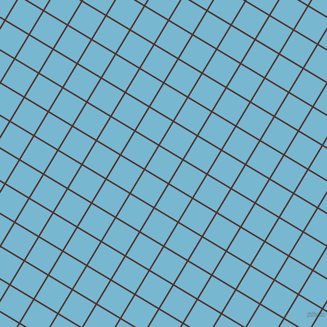 59/149 degree angle diagonal checkered chequered lines, 3 pixel lines width, 53 pixel square size, Espresso and Seagull plaid checkered seamless tileable