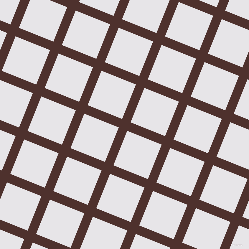 68/158 degree angle diagonal checkered chequered lines, 31 pixel lines width, 126 pixel square size, Espresso and White Lilac plaid checkered seamless tileable