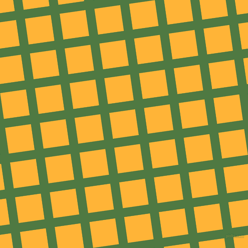 8/98 degree angle diagonal checkered chequered lines, 18 pixel line width, 52 pixel square size, Fern Green and Supernova plaid checkered seamless tileable