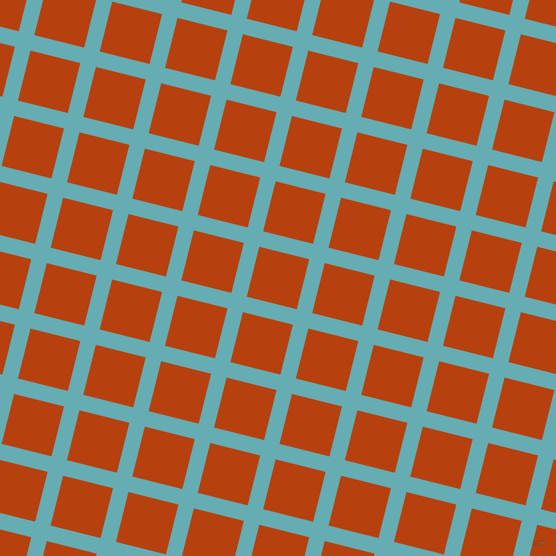 76/166 degree angle diagonal checkered chequered lines, 23 pixel lines width, 74 pixel square size, Fountain Blue and Rust plaid checkered seamless tileable