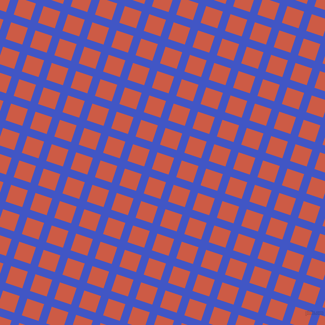 72/162 degree angle diagonal checkered chequered lines, 16 pixel line width, 35 pixel square size, Free Speech Blue and Dark Coral plaid checkered seamless tileable