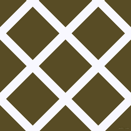 45/135 degree angle diagonal checkered chequered lines, 29 pixel line width, 127 pixel square size, Ghost White and Bronze Olive plaid checkered seamless tileable
