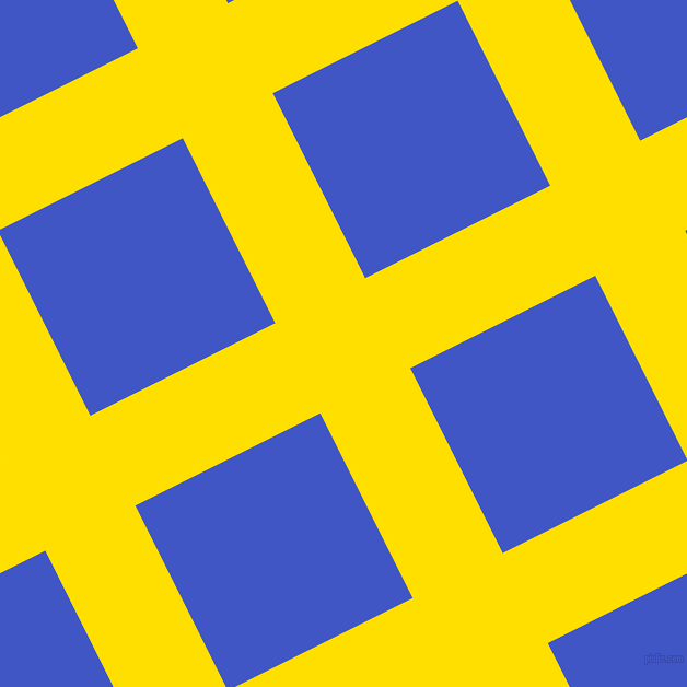27/117 degree angle diagonal checkered chequered lines, 92 pixel lines width, 189 pixel square size, Golden Yellow and Free Speech Blue plaid checkered seamless tileable