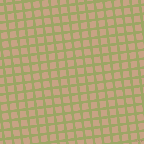 7/97 degree angle diagonal checkered chequered lines, 11 pixel line width, 27 pixel square size, Green Smoke and Rodeo Dust plaid checkered seamless tileable