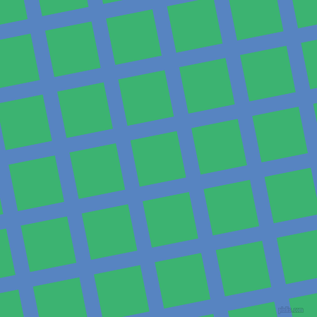 11/101 degree angle diagonal checkered chequered lines, 21 pixel lines width, 67 pixel square size, Havelock Blue and Medium Sea Green plaid checkered seamless tileable