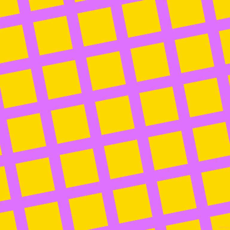 11/101 degree angle diagonal checkered chequered lines, 38 pixel lines width, 113 pixel square size, Heliotrope and School Bus Yellow plaid checkered seamless tileable
