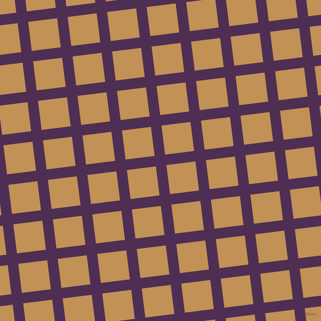 7/97 degree angle diagonal checkered chequered lines, 34 pixel line width, 94 pixel square size, Hot Purple and Twine plaid checkered seamless tileable