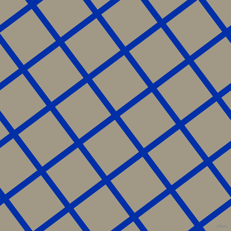 37/127 degree angle diagonal checkered chequered lines, 20 pixel lines width, 134 pixel square size, International Klein Blue and Nomad plaid checkered seamless tileable