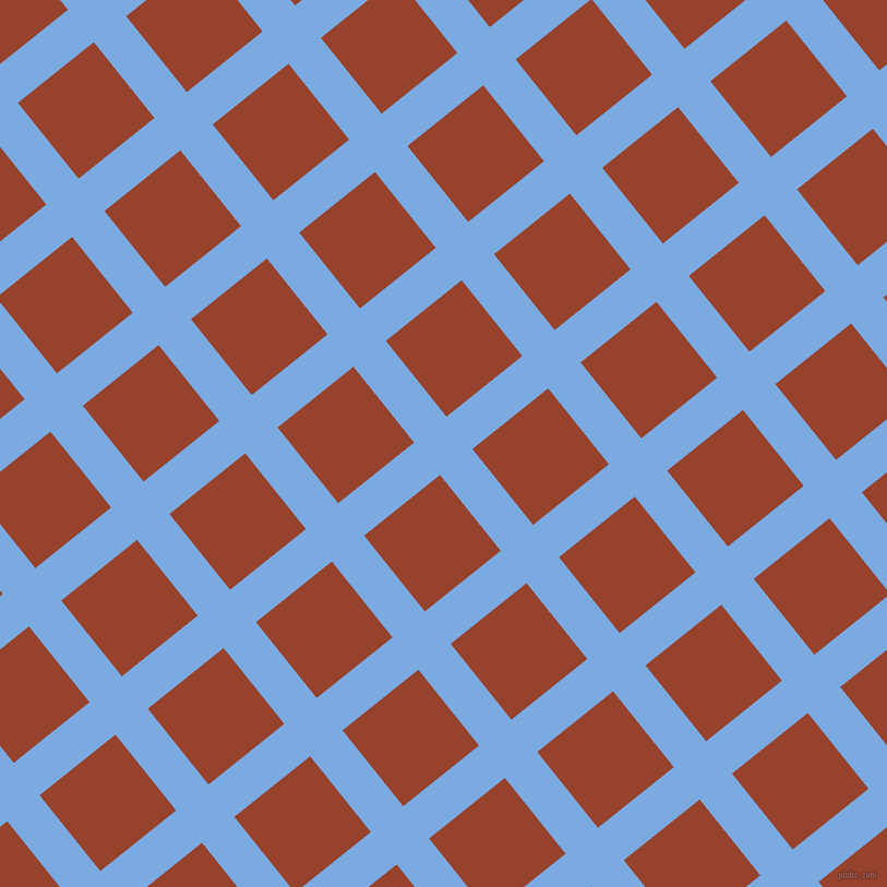 39/129 degree angle diagonal checkered chequered lines, 38 pixel line width, 89 pixel square size, Jordy Blue and Tia Maria plaid checkered seamless tileable